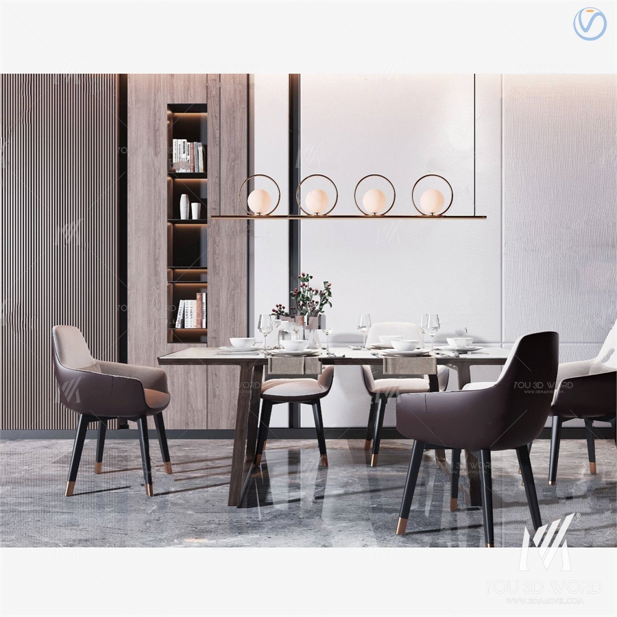 modern bar dining table chair 3d model